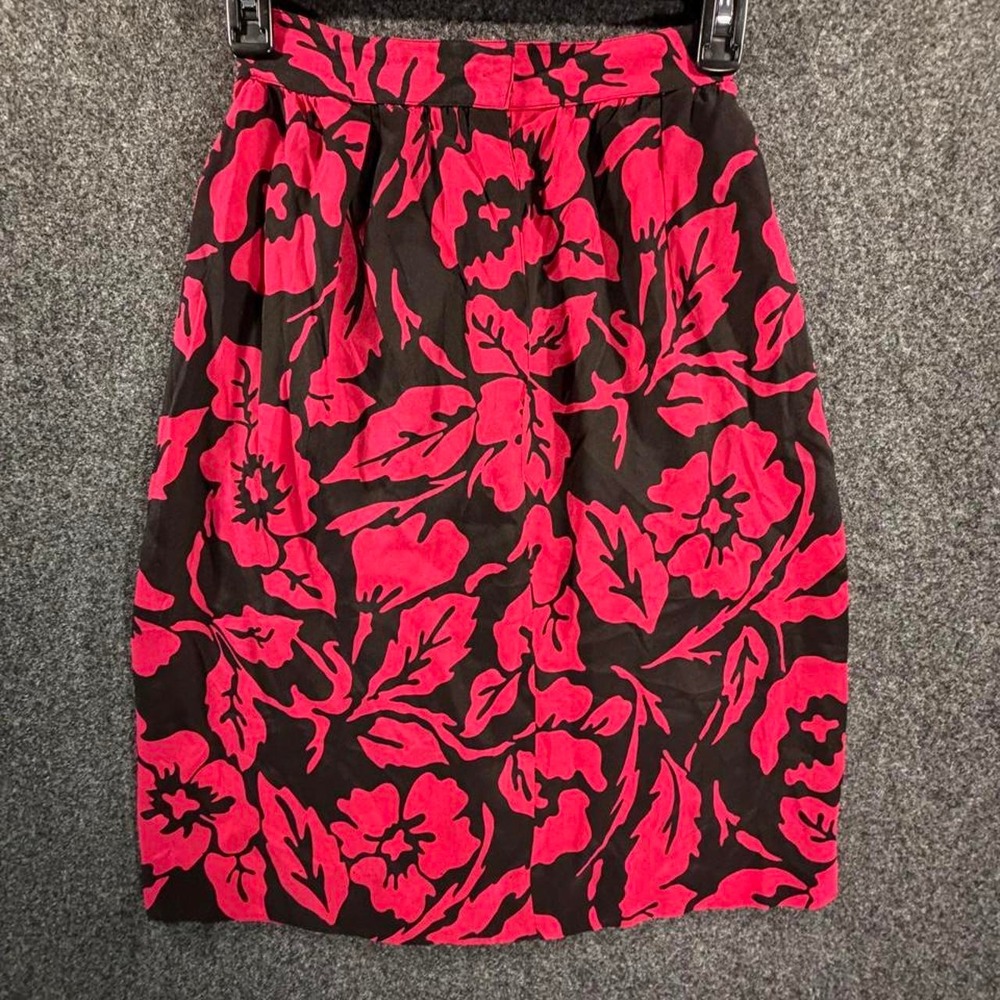 Vintage Christian Dior Petites Pink Black Floral Mini Skirt Petite 4 RN54050